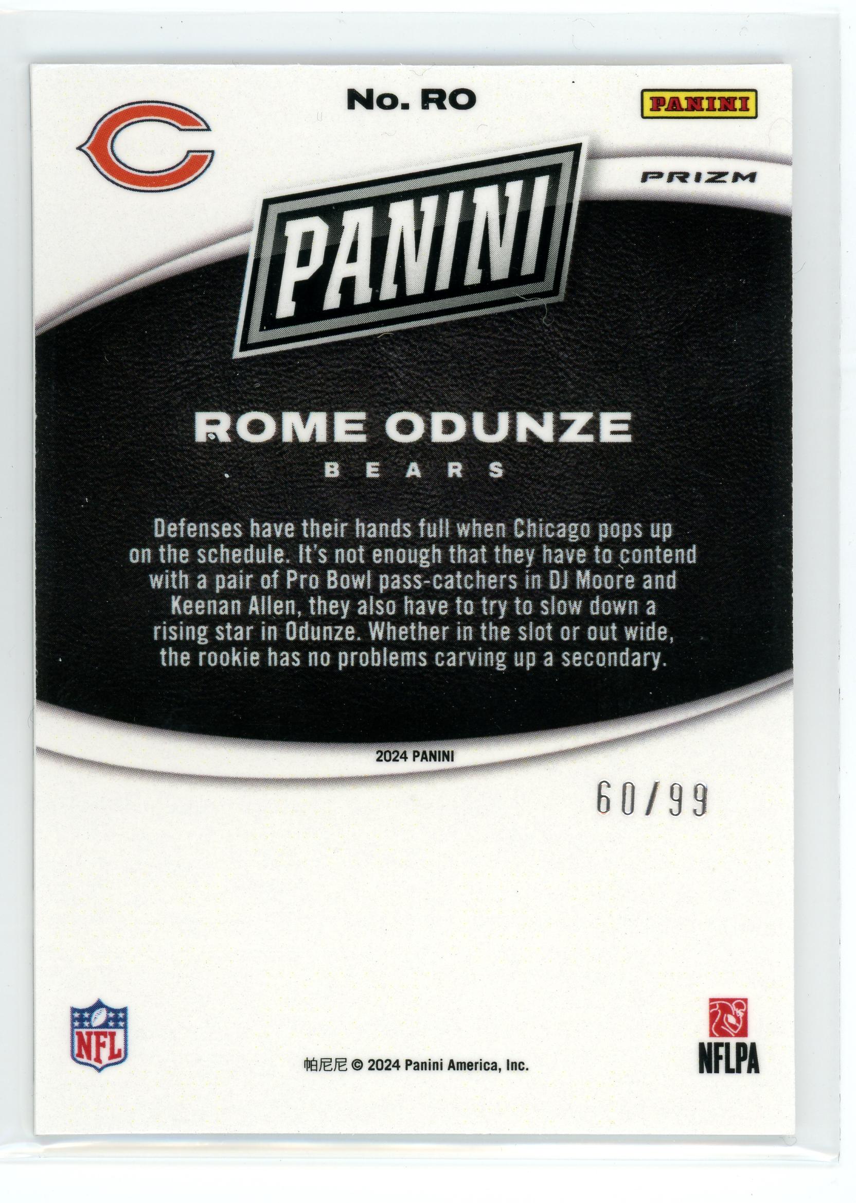 2024 Panini Black Friday #RO Rome Odunze Silver Vinyl Prizm /99