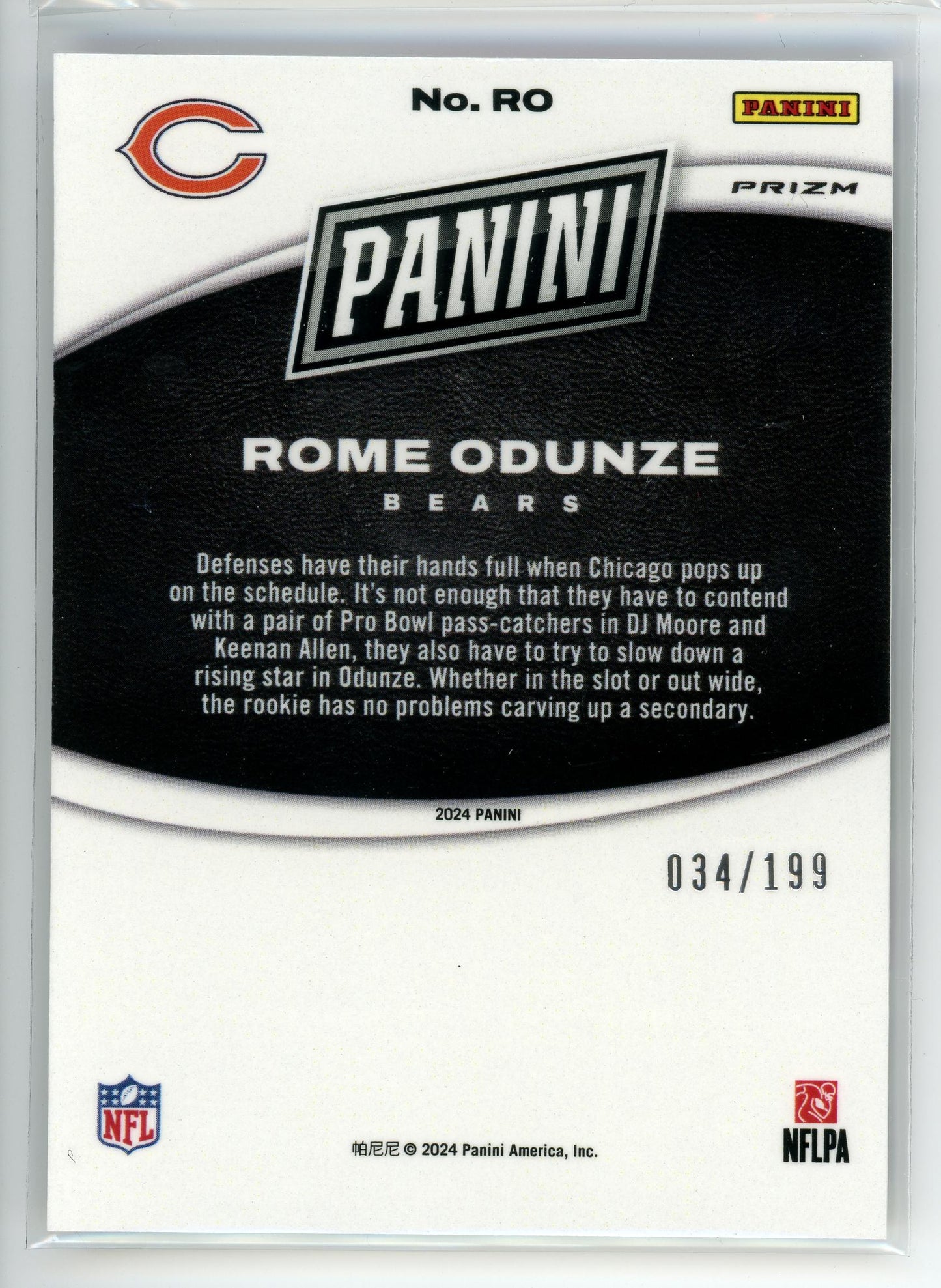 2024 Panini Black Friday #RO Rome Odunze Optic Prizm /199