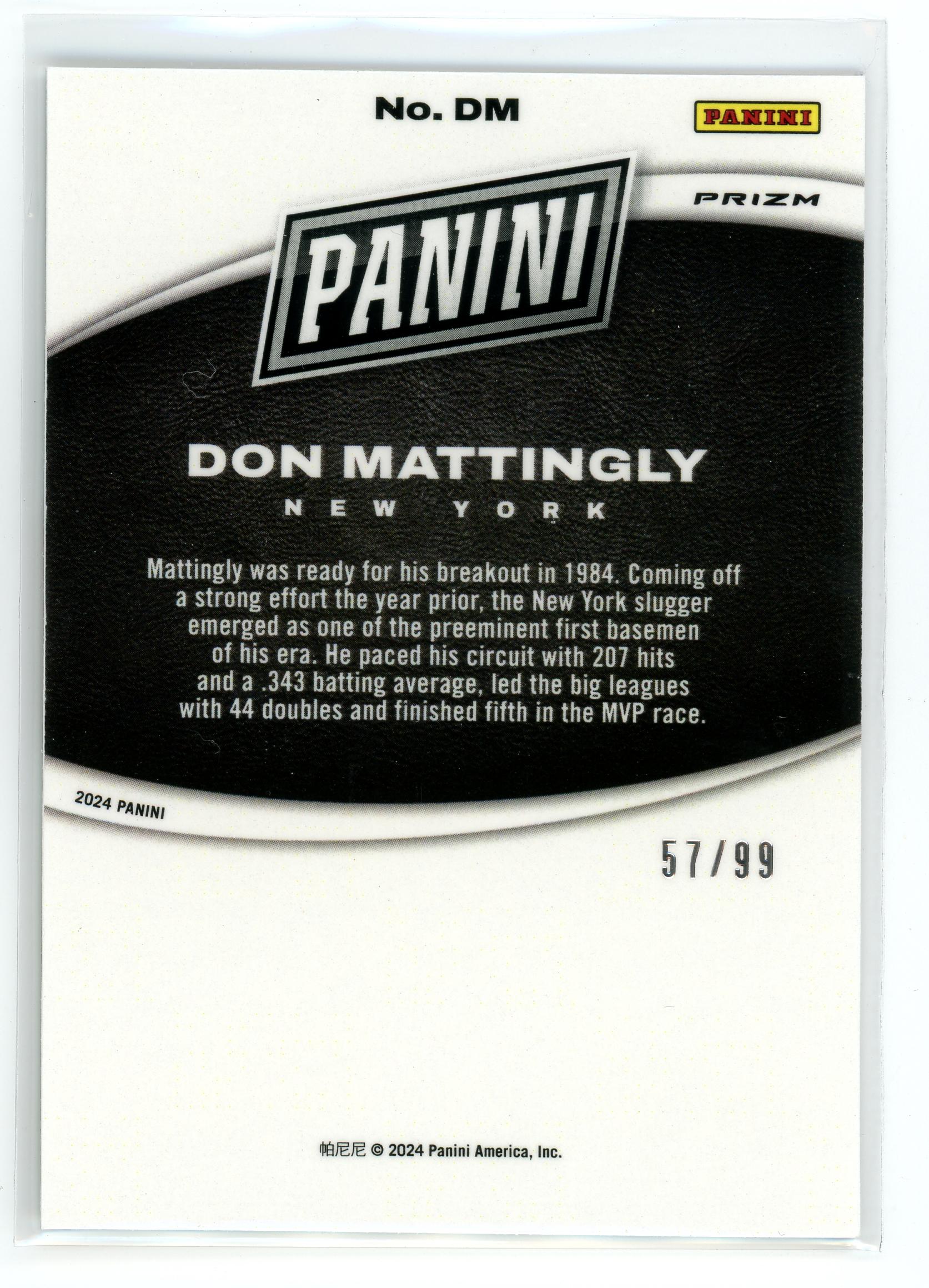 2024 Panini Black Friday #DM Don Mattingly Splash Of Color /99