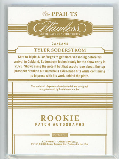 2023 Panini Flawless #PPAH-TS Tyler Soderstrom Rookie Patch Auto /15