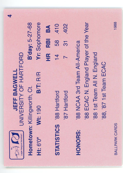 1988 Ballpark Cape Cod League Prospects #4 Jeff Bagwell