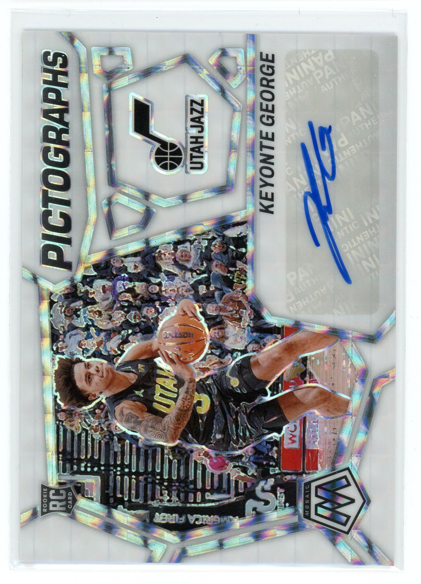 2023-24 Panini Mosaic #PM-KEY Keyonte George Pictographs Mosaic White #/25