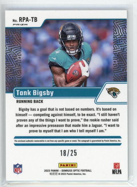 2023 Donruss Optic #RPA-TB Tank Bigsby Rookie Patch Auto /25
