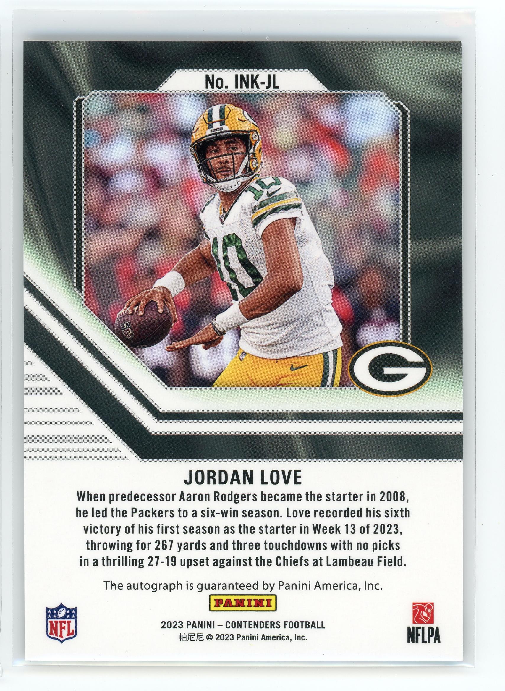2023 Panini Contenders #INK-JL Jordan Love Ink Auto /99