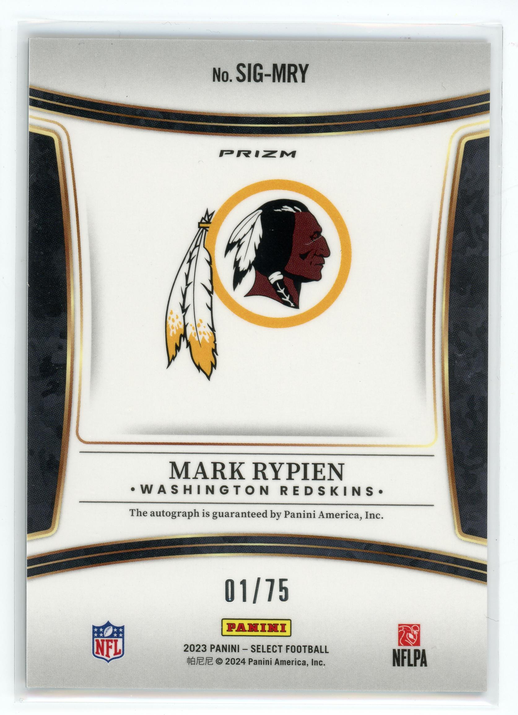 2023 Panini Select #SIG-MRY Mark Rypien Maroon Auto /75