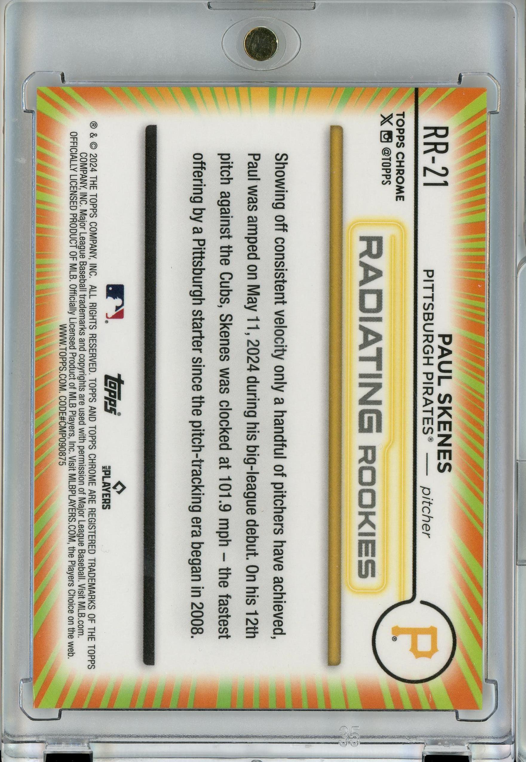 2024 Topps Chrome #RR-21 Paul Skenes Radiating Rookies Refractor