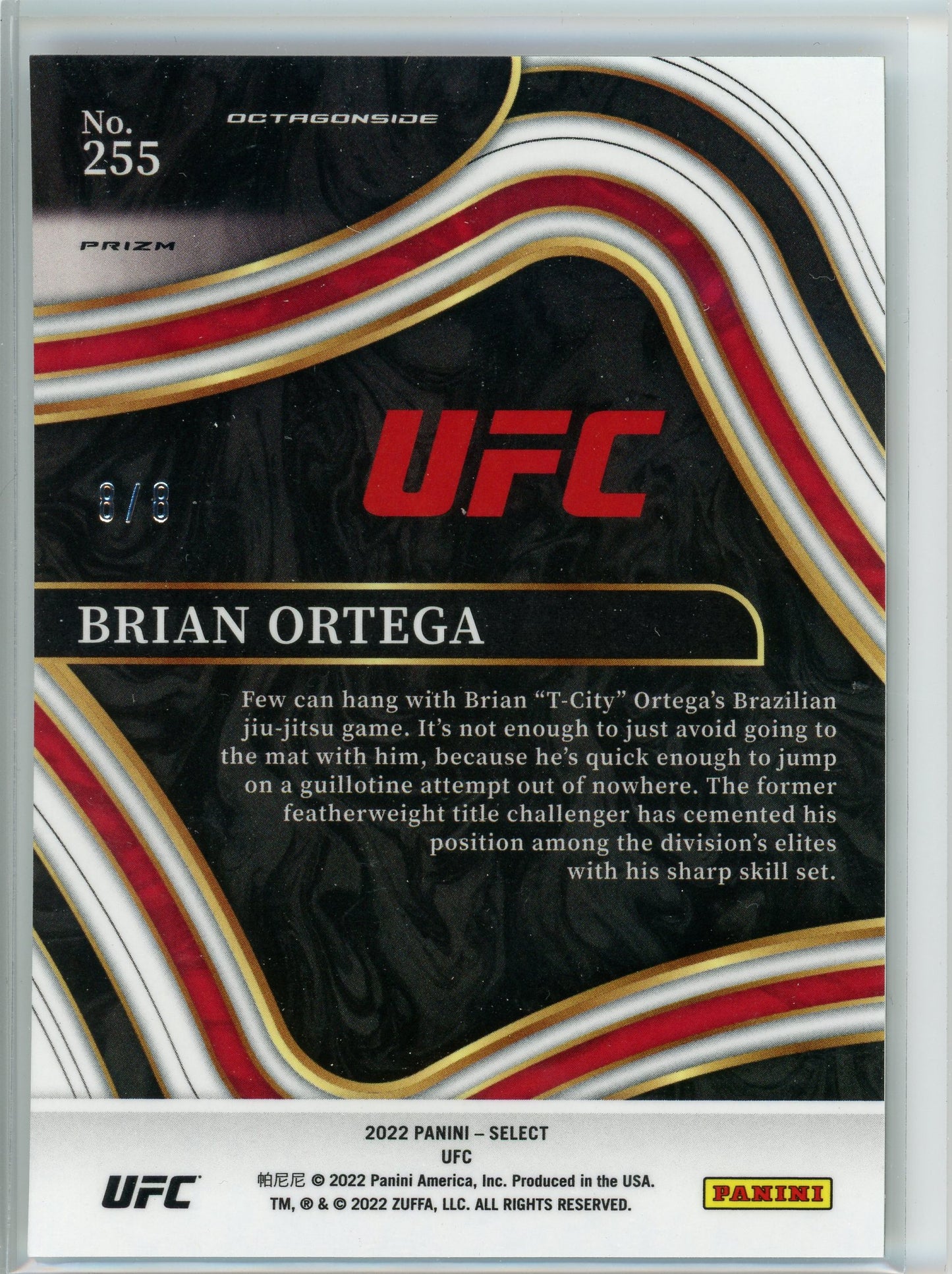2022 panini select UFC #255 Brian Ortega Cracked Ice Prizm /8
