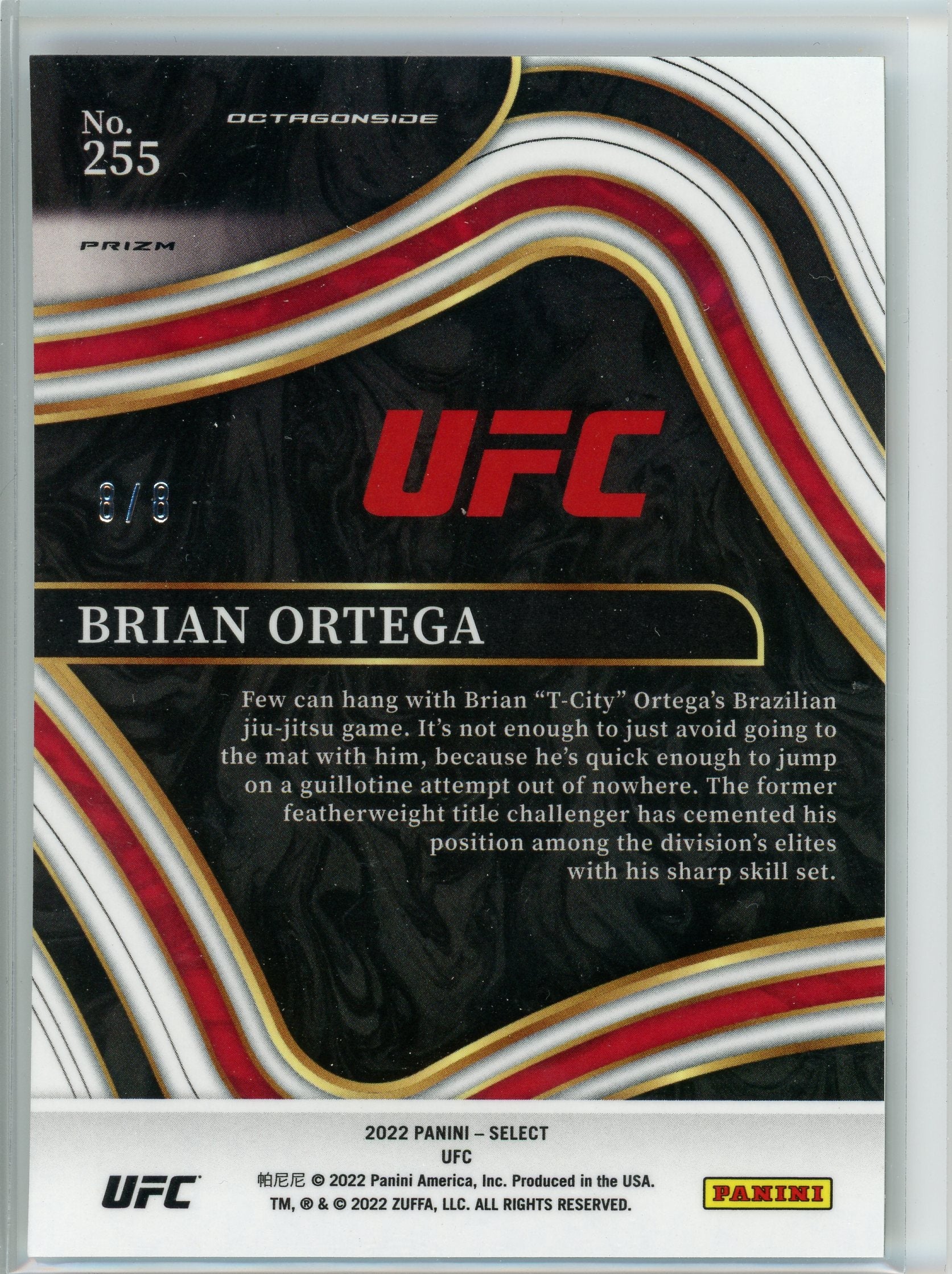 2022 panini select UFC #255 Brian Ortega Cracked Ice Prizm /8