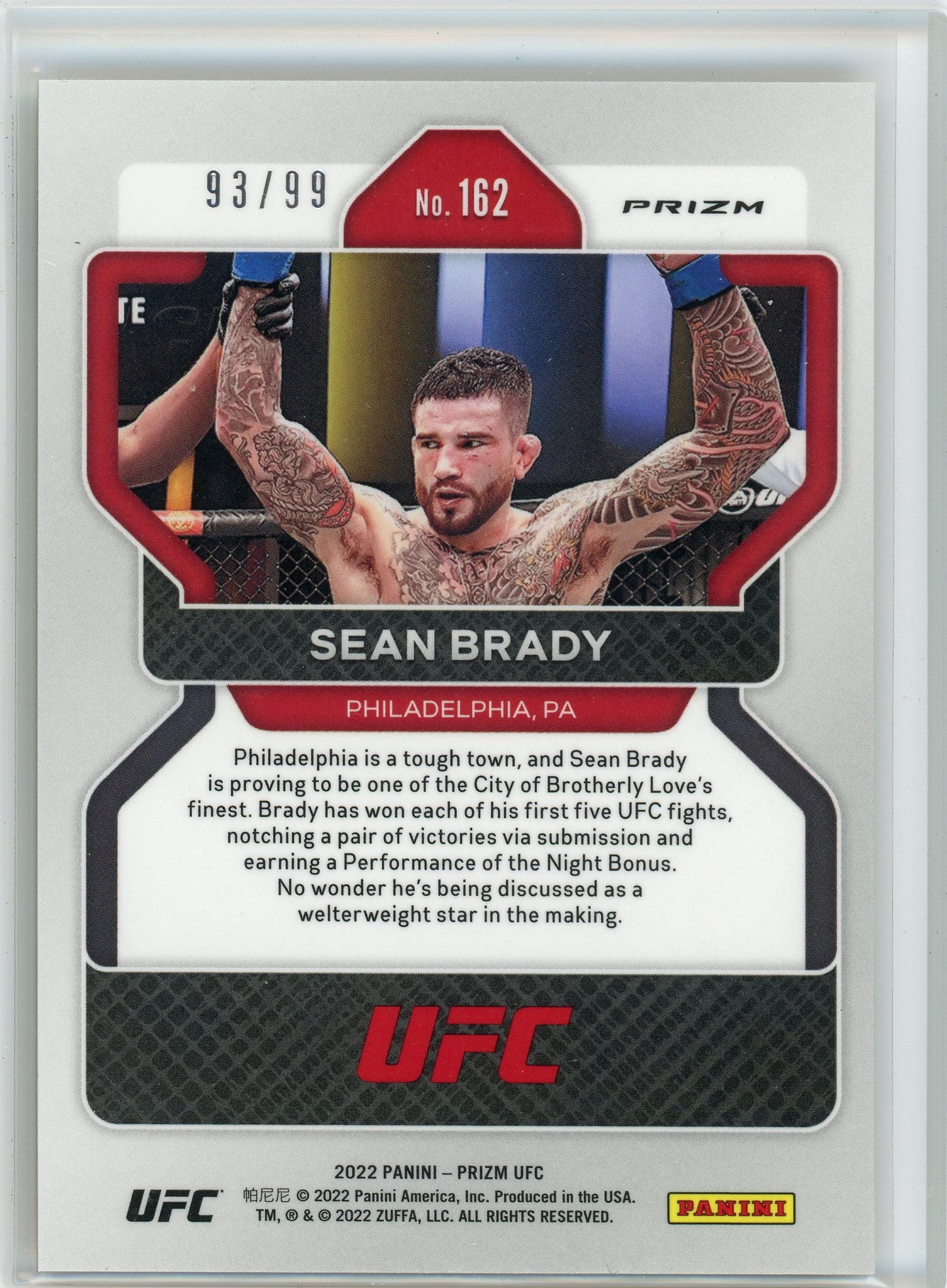 2022 Panini Prizm UFC #162 Sean Brady Orange Prizms #/99