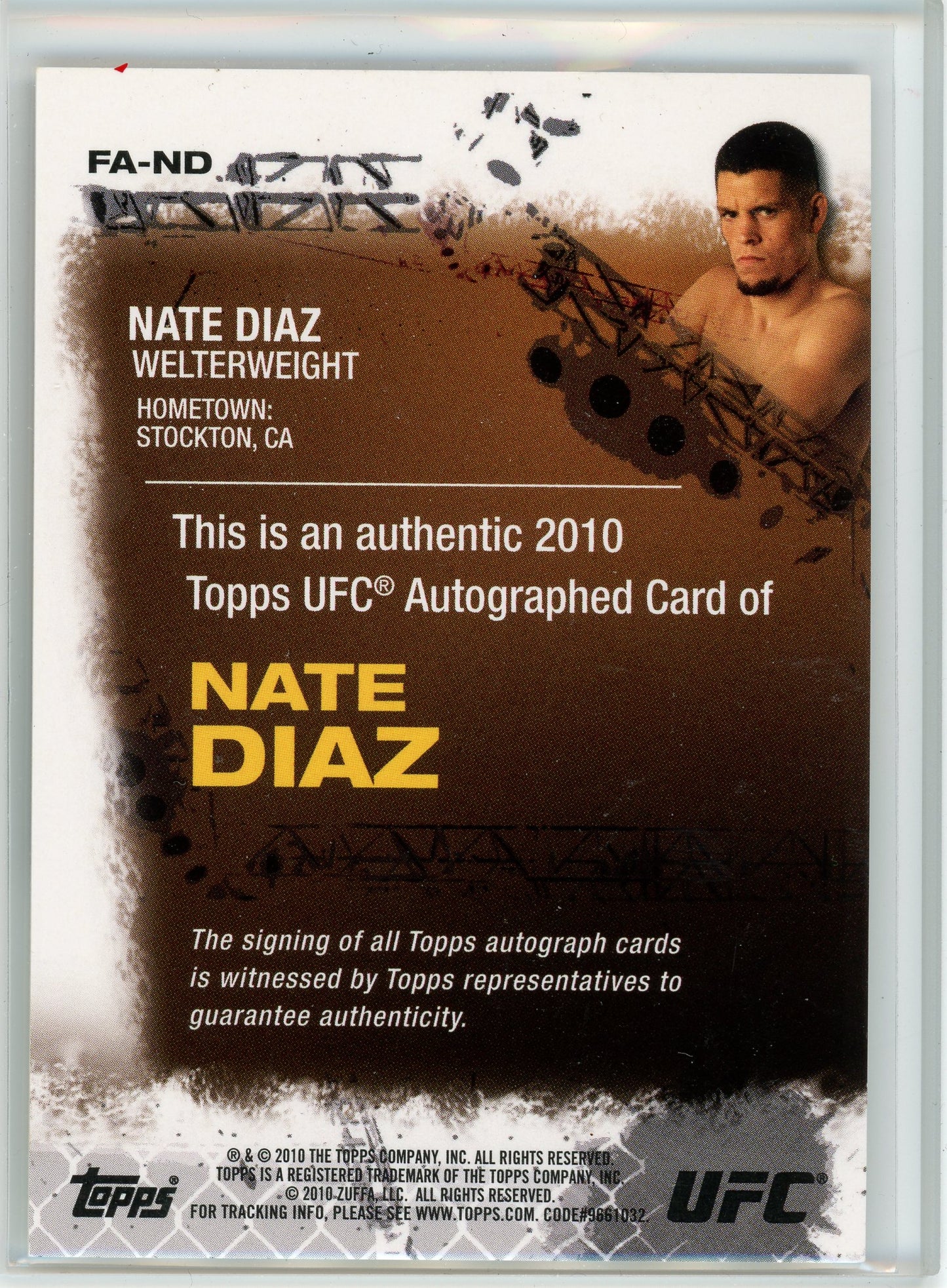 2010 Topps UFC #FA-ND Nate Diaz Autograph
