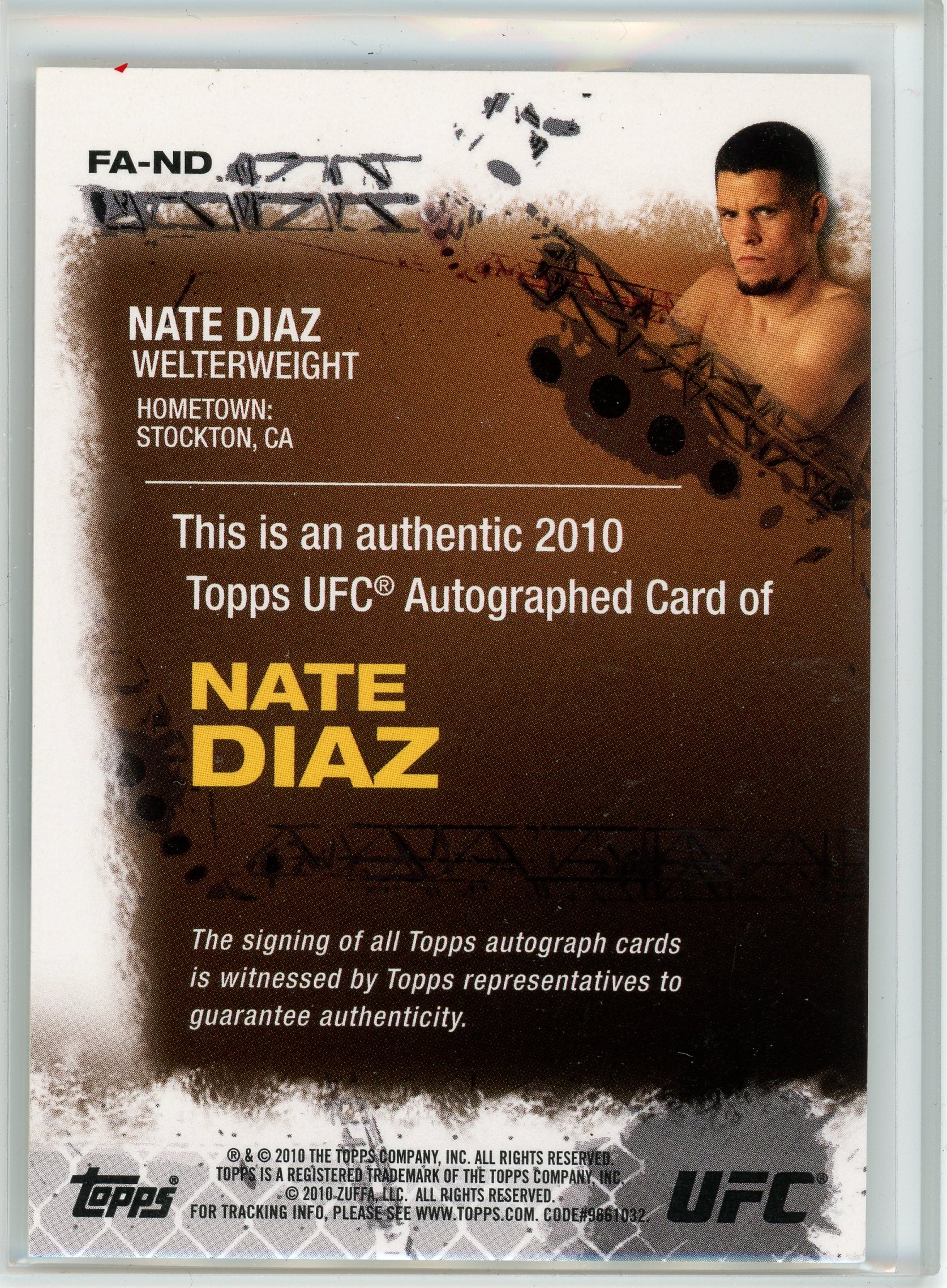 2010 Topps UFC #FA-ND Nate Diaz Autograph