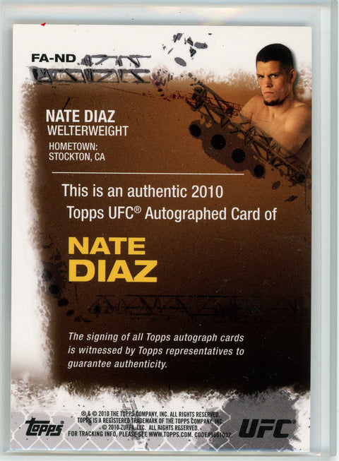 2010 Topps UFC #FA-ND Nate Diaz Autograph