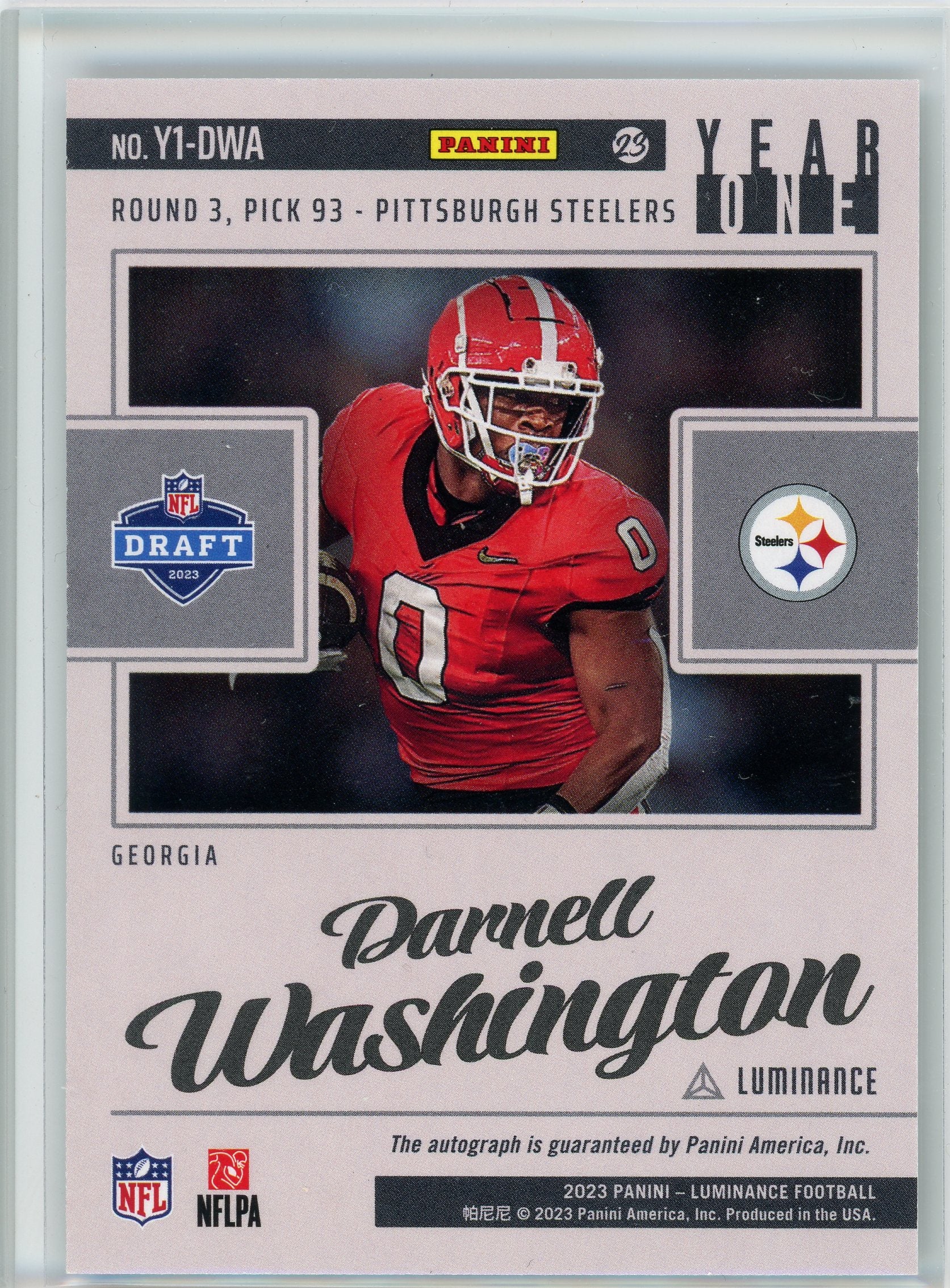 2023 Panini Luminance #Y1-DWA Darnell Washington Year One Gold Rookie Auto