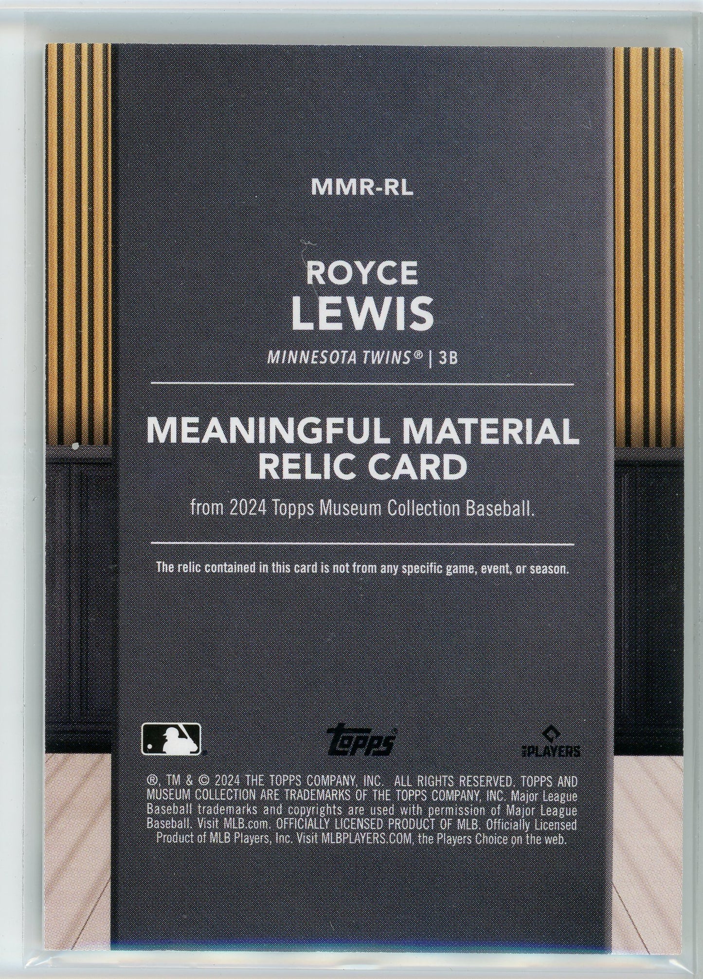 2024 Topps Museum #MMR-RL Royce Lewis Meaningful Materials Relics /99