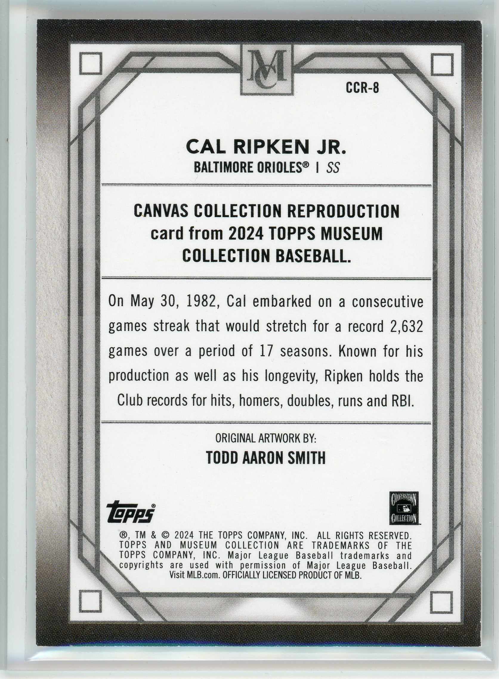 2024 Topps Museum #CCR-8 Cal Ripken JR. Canvas Collection