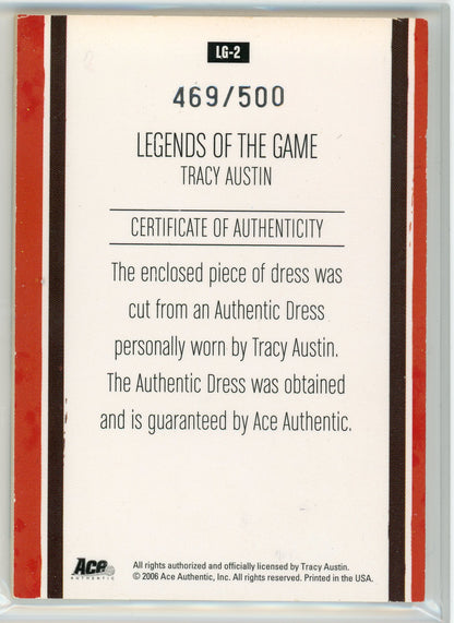 2006 Ace Authentic #LG-2 Tracy Austin Legends of the Game Material