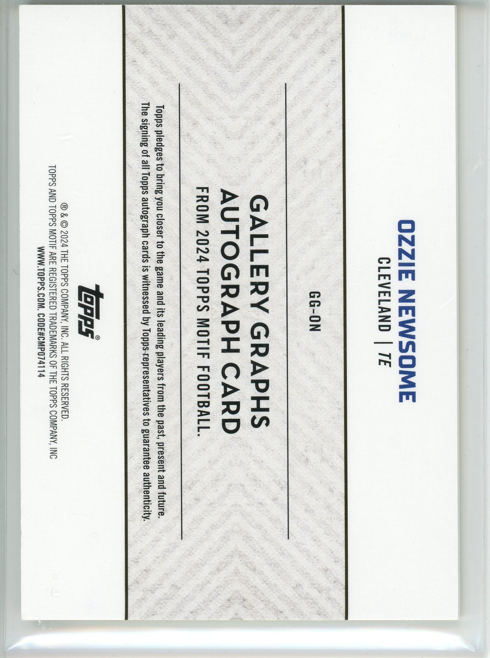 2023 Topps Motif #GG-ON Ozzie Newsome Gallery Graphs Autographs /49