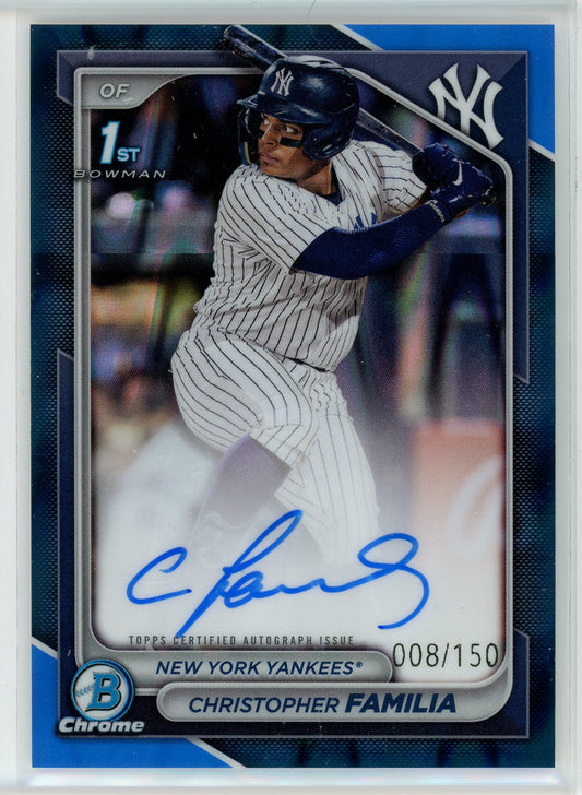 2024 Bowman Chrome #CPA-CF Christopher Familia Blue Raywave Refractor Auto /150
