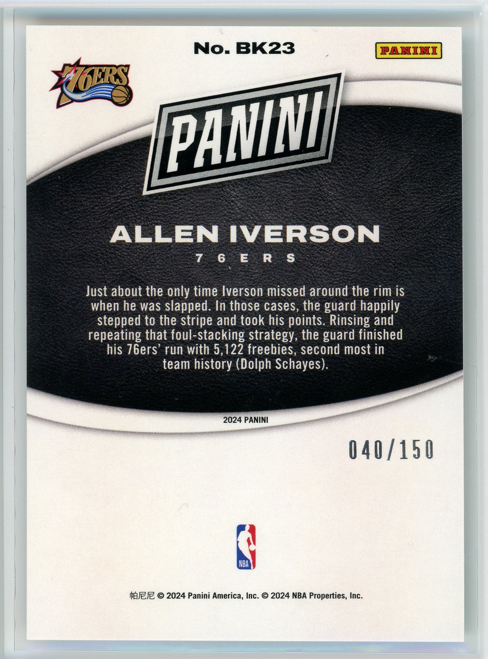2024 Panini #BK23 Allen Iverson Black Friday Holo /150