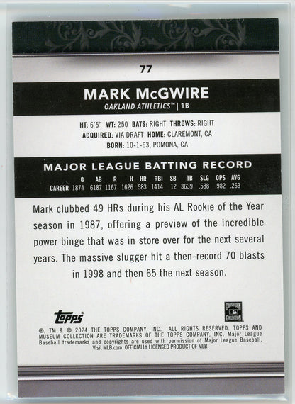 2024 Topps Museum Collection #77 Mark McGwire Amethyst #/99