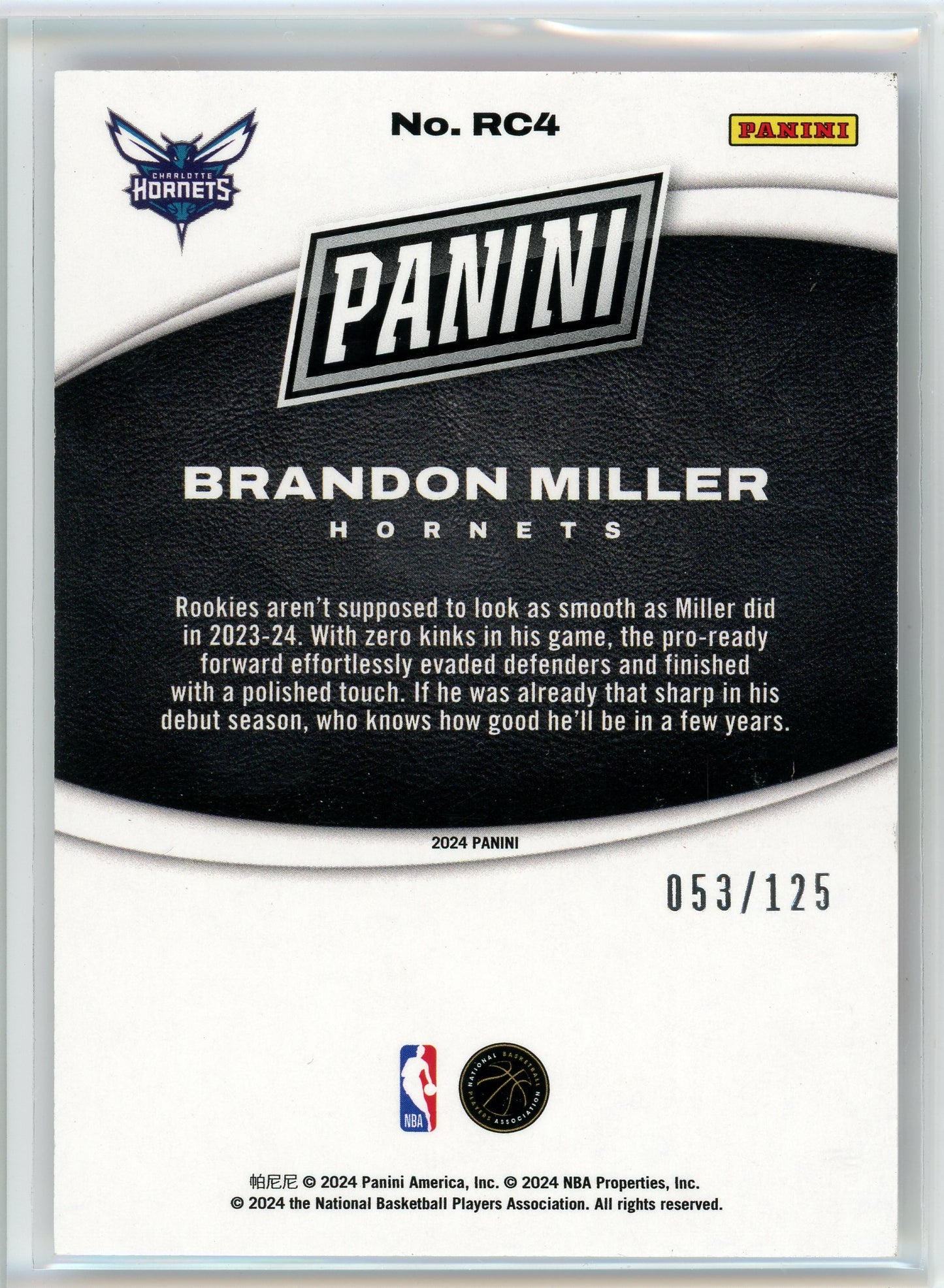 2024 Panini #RC4 Brandon Miller Black Friday Red /125