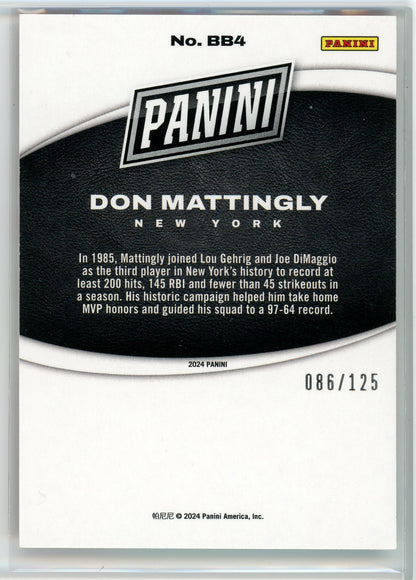 2024 Panini #BB4 Don Mattingly Black Friday Red /125