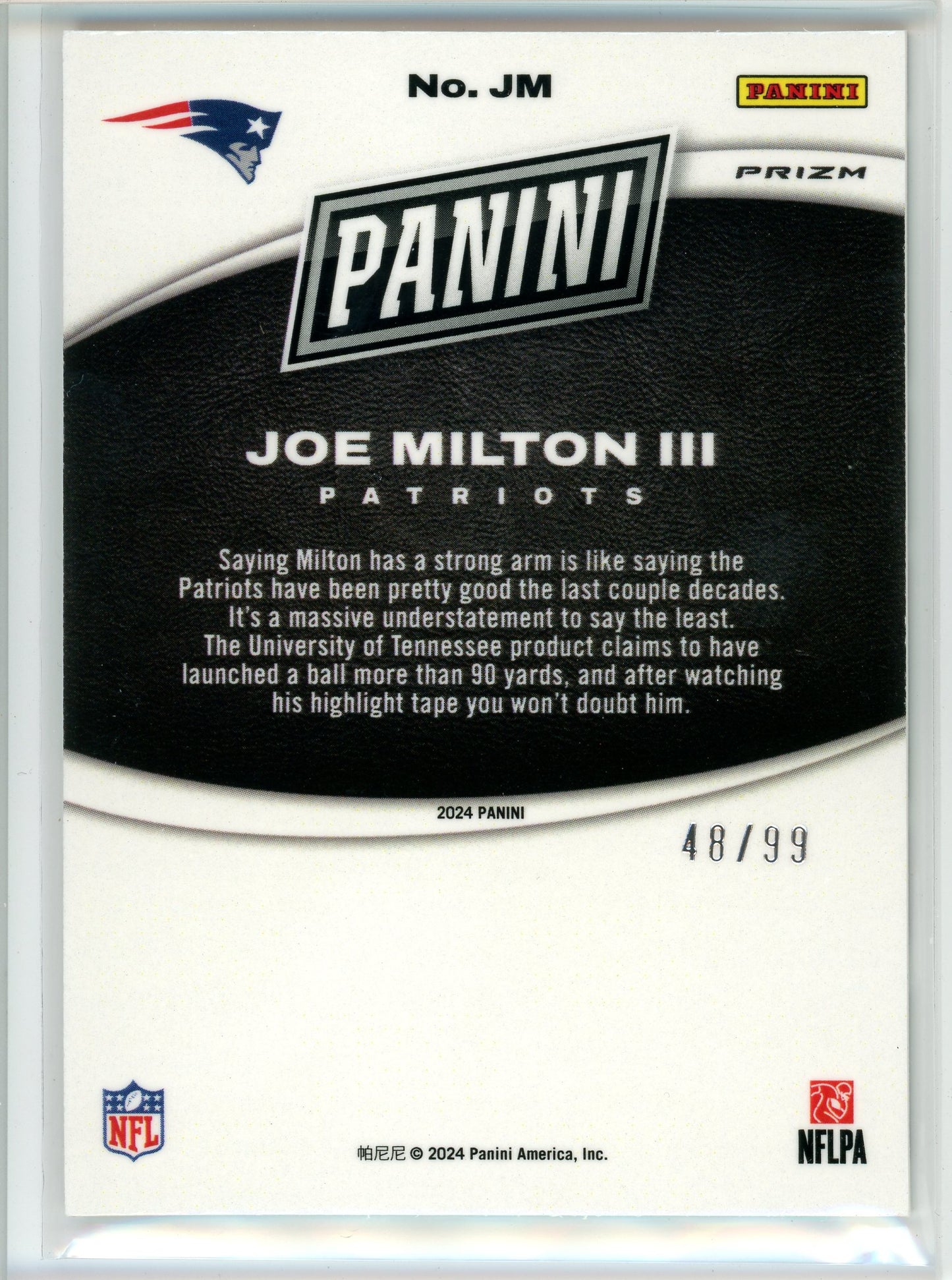 2024 Panini #JM Joe Milton III Black Friday Scope Foil /99
