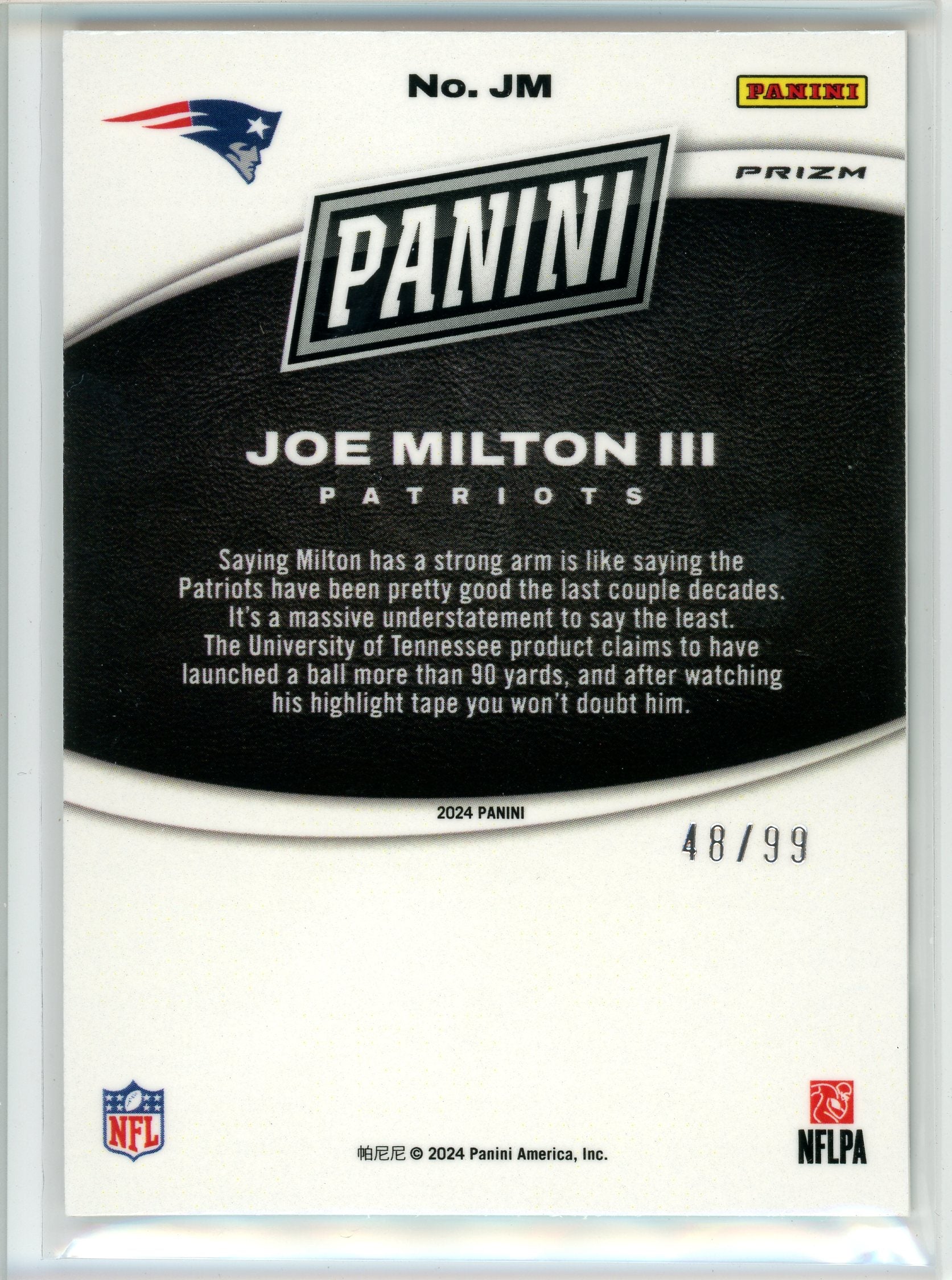 2024 Panini #JM Joe Milton III Black Friday Scope Foil /99