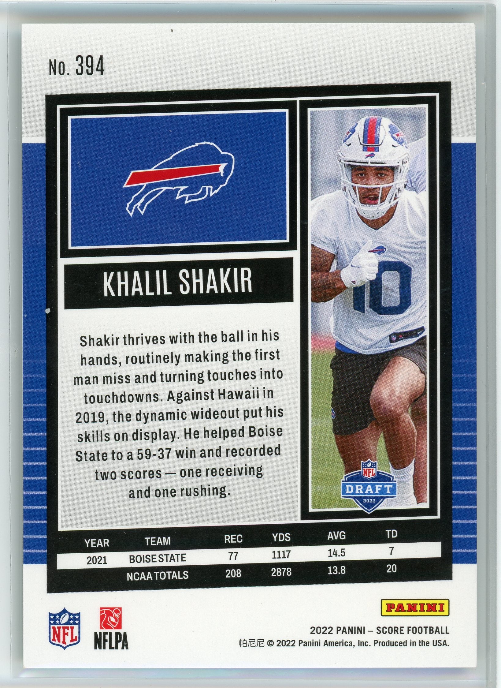 2022 Score #394 Khalil Shakir Green Laser Holo