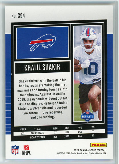 2022 Score #394 Khalil Shakir Green Laser Holo