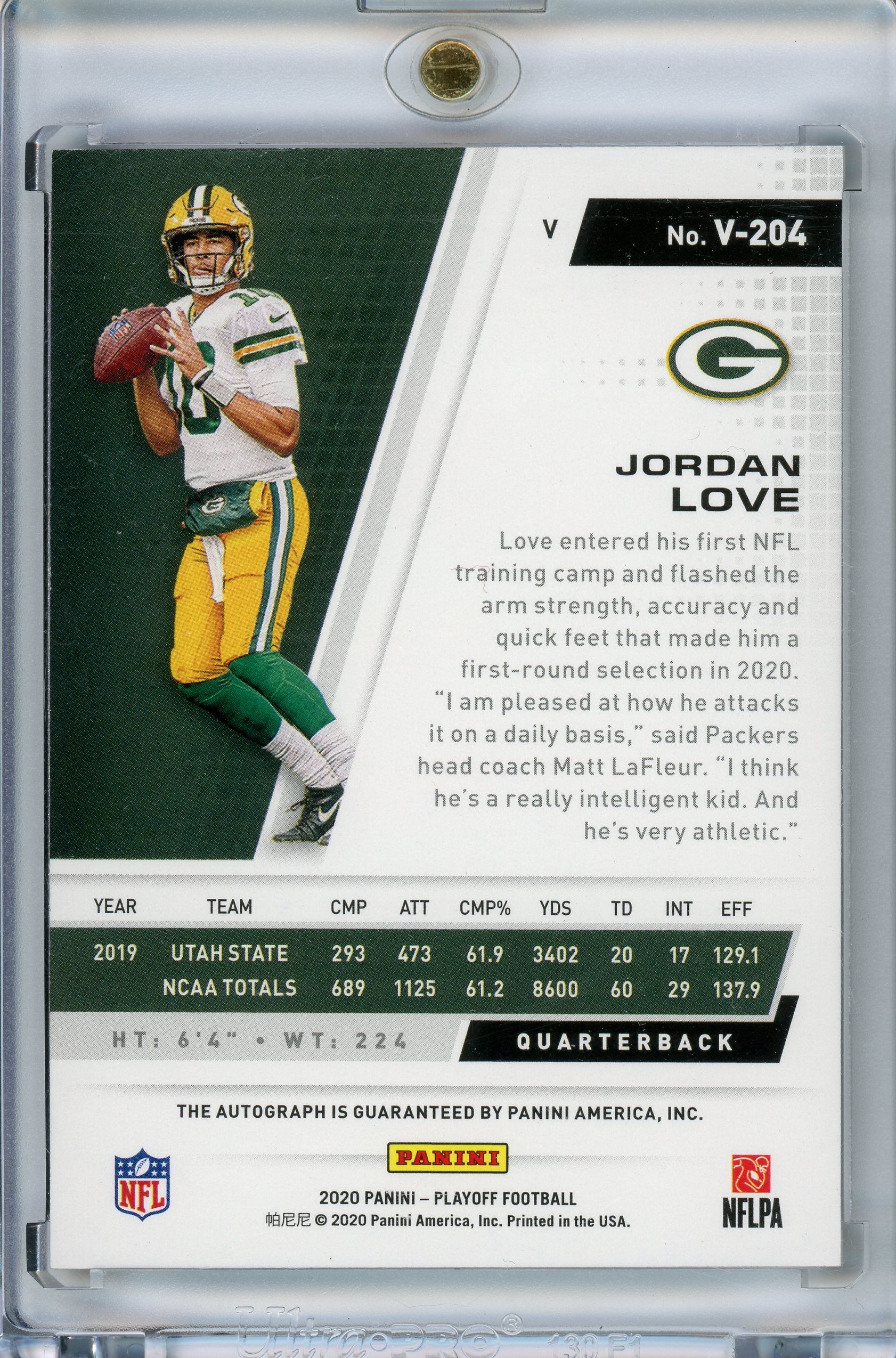 2020 Panini Playoff #V-204 Jordan Love Rookie Auto /50