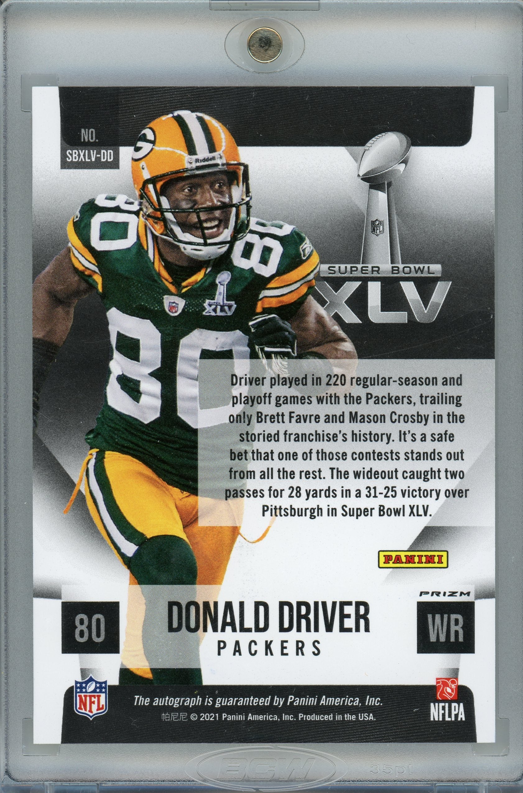 2021 Panini #SBXLV-DD Donald Driver Super Bowl XLV AUuto