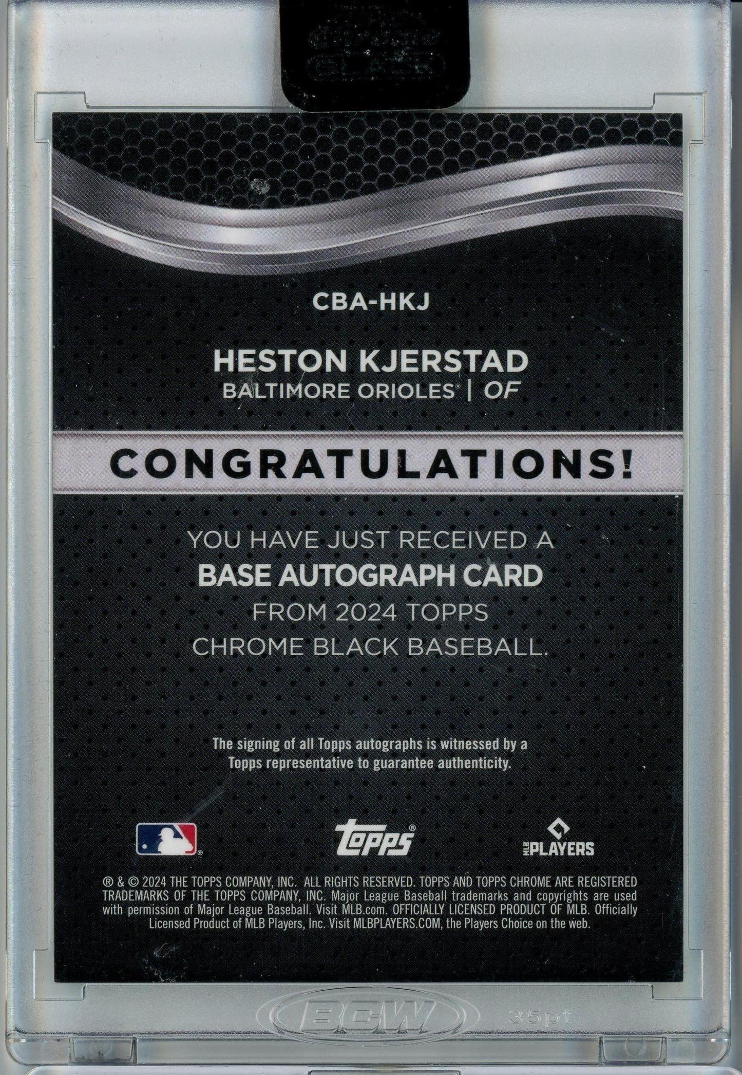2024 Topps Chrome Black #CBA-HKJ Heston Kjerstad Green Auto /99