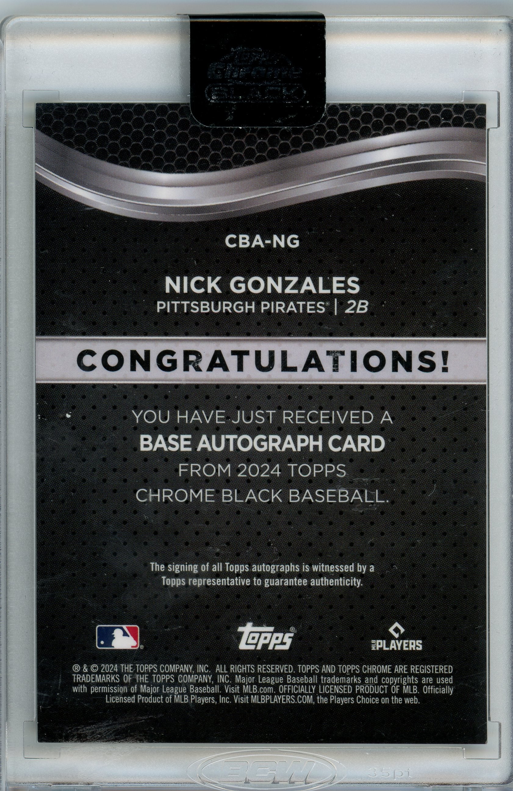 2024 Topps Chrome Black #CBA-NG Nick Gonzales Yellow Auto /50