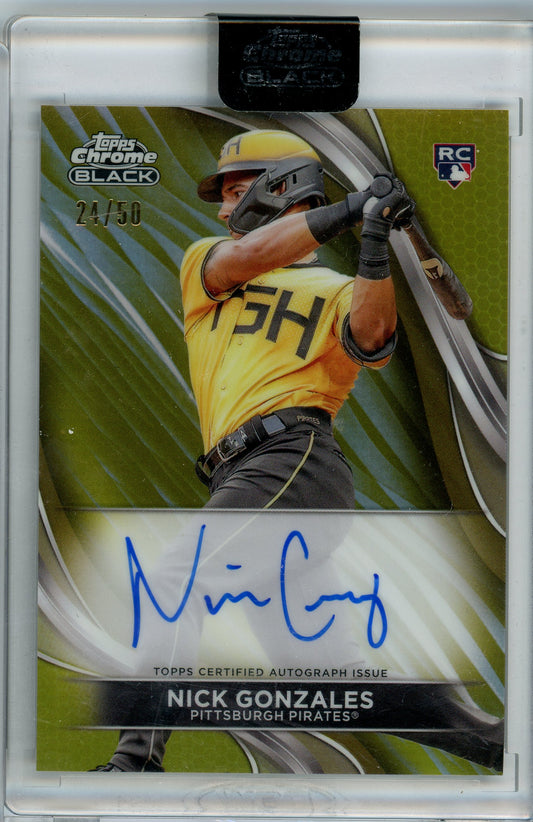 2024 Topps Chrome Black #CBA-NG Nick Gonzales Yellow Auto /50