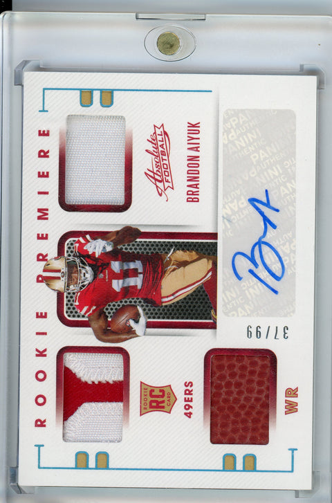 2020 Panini Absolute #219 Brandon Aiyuk Rookie Premier Patch Auto /99