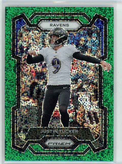 2023 Panini #22 Justin Tucker Green Sparkle Prizm /8