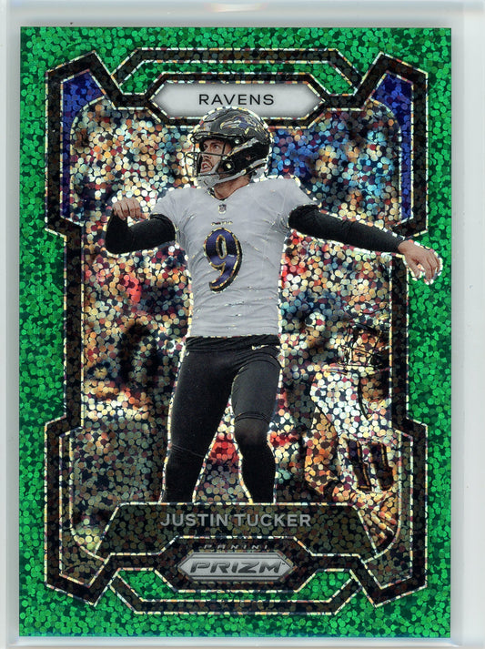 2023 Panini #22 Justin Tucker Green Sparkle Prizm /8