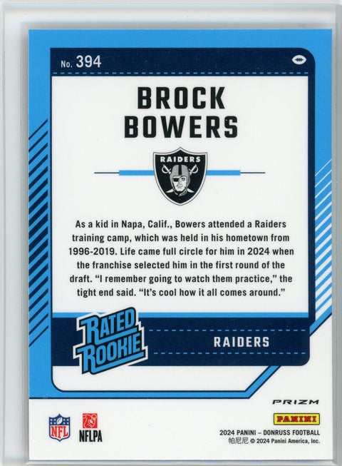 2024 Donruss #394 Brock Bowers Optic Rated Rookies Preview Red Pandora