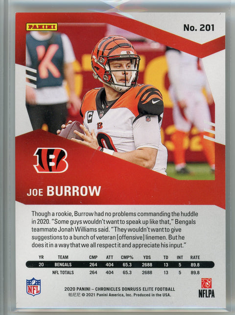 2020 Donruss Elite #201 Joe Burrow Gold /49