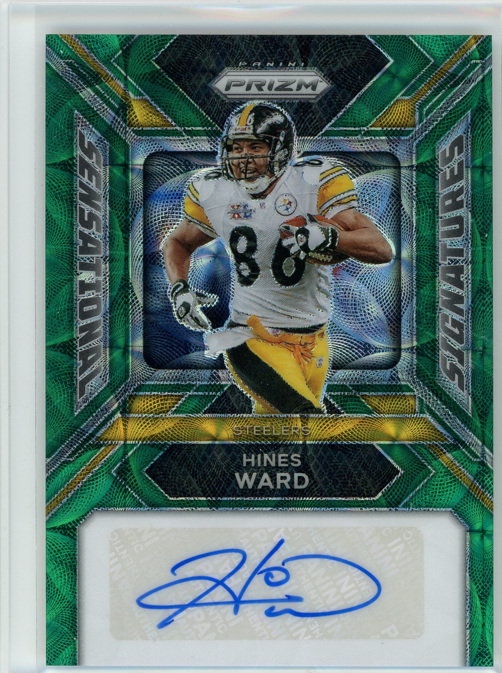 2023 Panini #SS-HW Hines Ward Sensational Signatures Green Scope /75