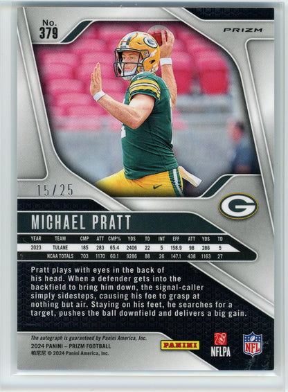 2024 Panini #379 Michael Pratt Blue Shimmer Auto /25