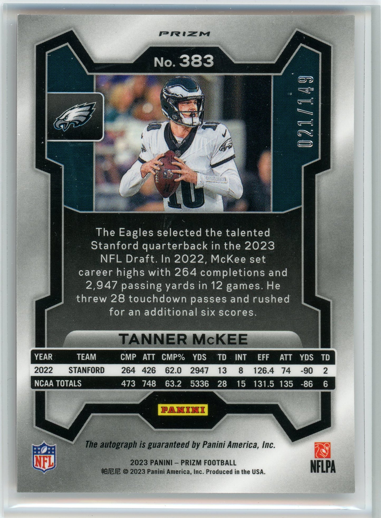 2023 Panini #383 Tanner McKee Red Wave Refractor Auto /149