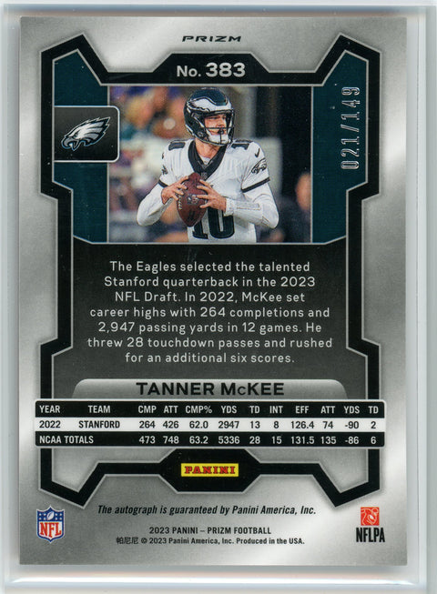 2023 Panini #383 Tanner McKee Red Wave Refractor Auto /149