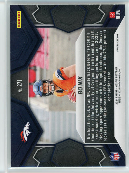 2024 Panini Mosaic #271 Bo Nix Silver Holo
