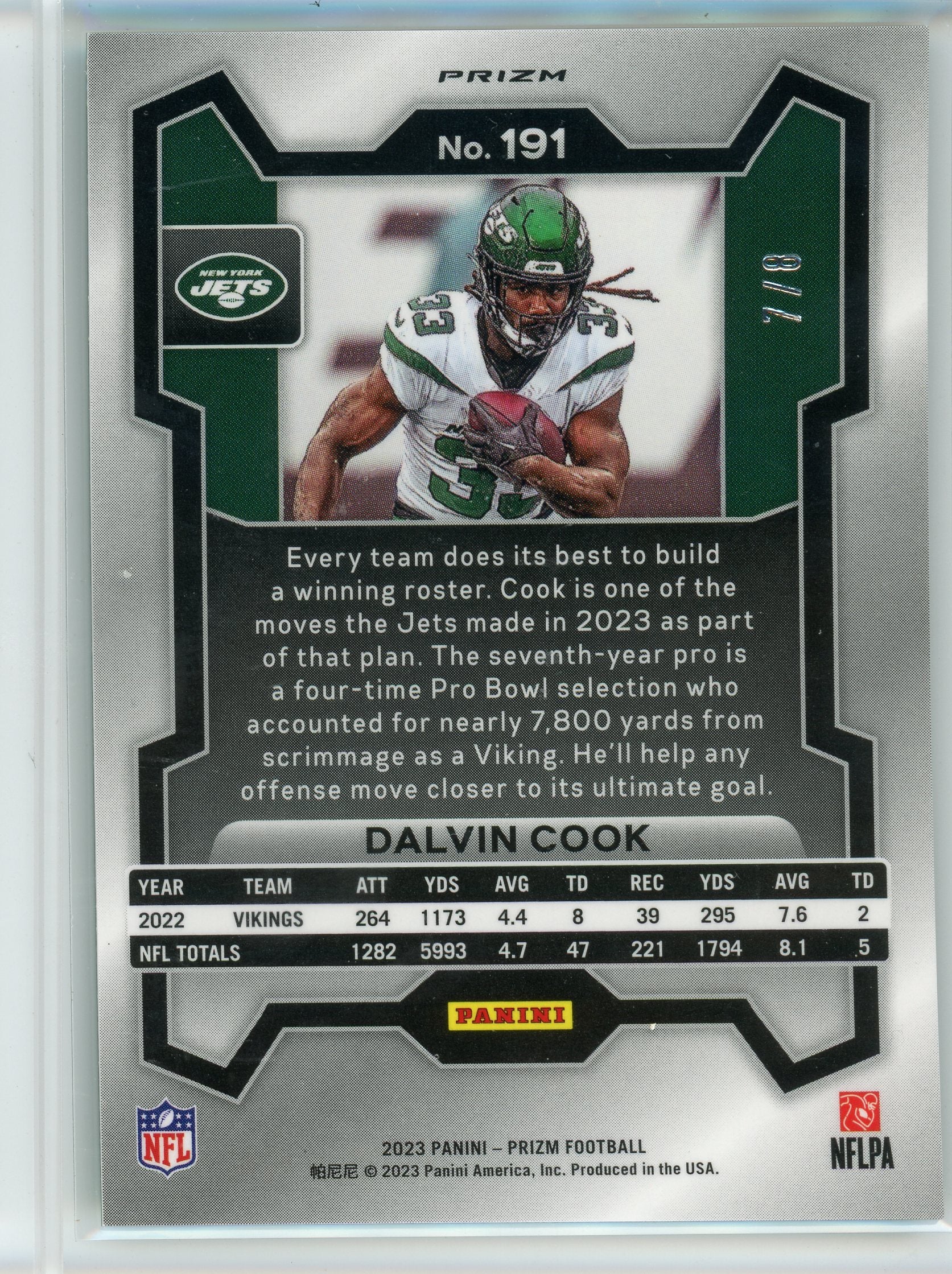 2023 Panini #191 Dalvin Cook Green Spark /8