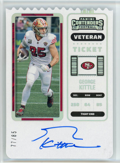 2022 Panini Contenders #CTA-GKI George Kittle Veteran Ticket Stub Auto /85