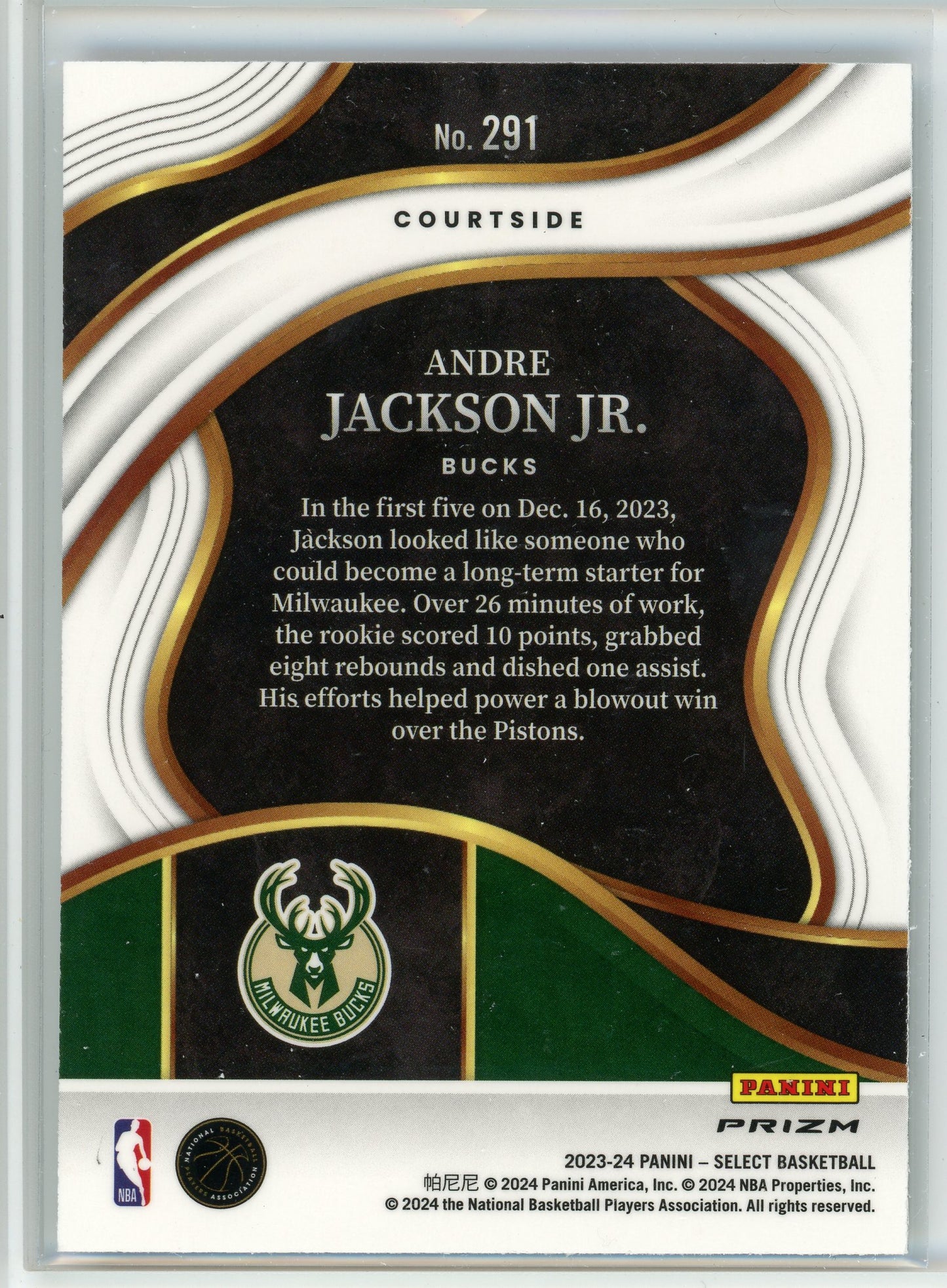 2023-24 Panini Select #291 Andre Jackson Jr. Elephant Prizm