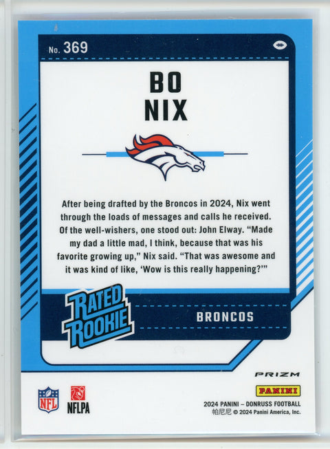 2024 Donruss #369 Bo Nix Red Pandora Prizm