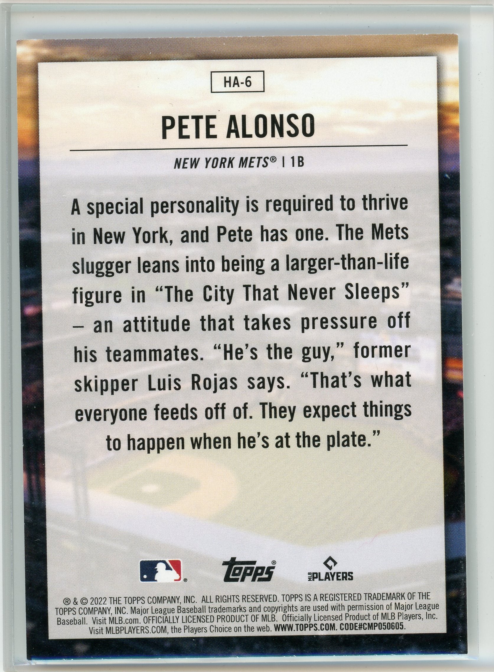 2022 Topps #HA-6 Pete Alonso Home Field Advantage Holo